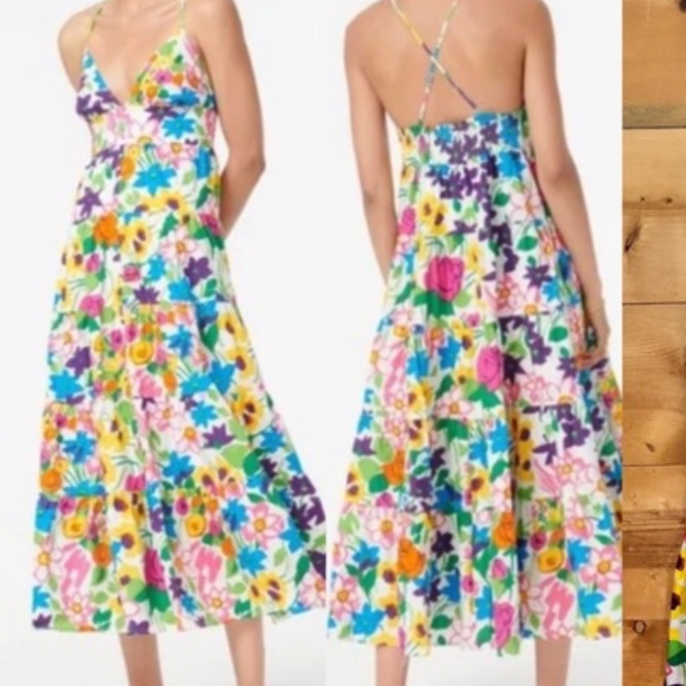 J. Crew Multicolor Floral Backless Dress